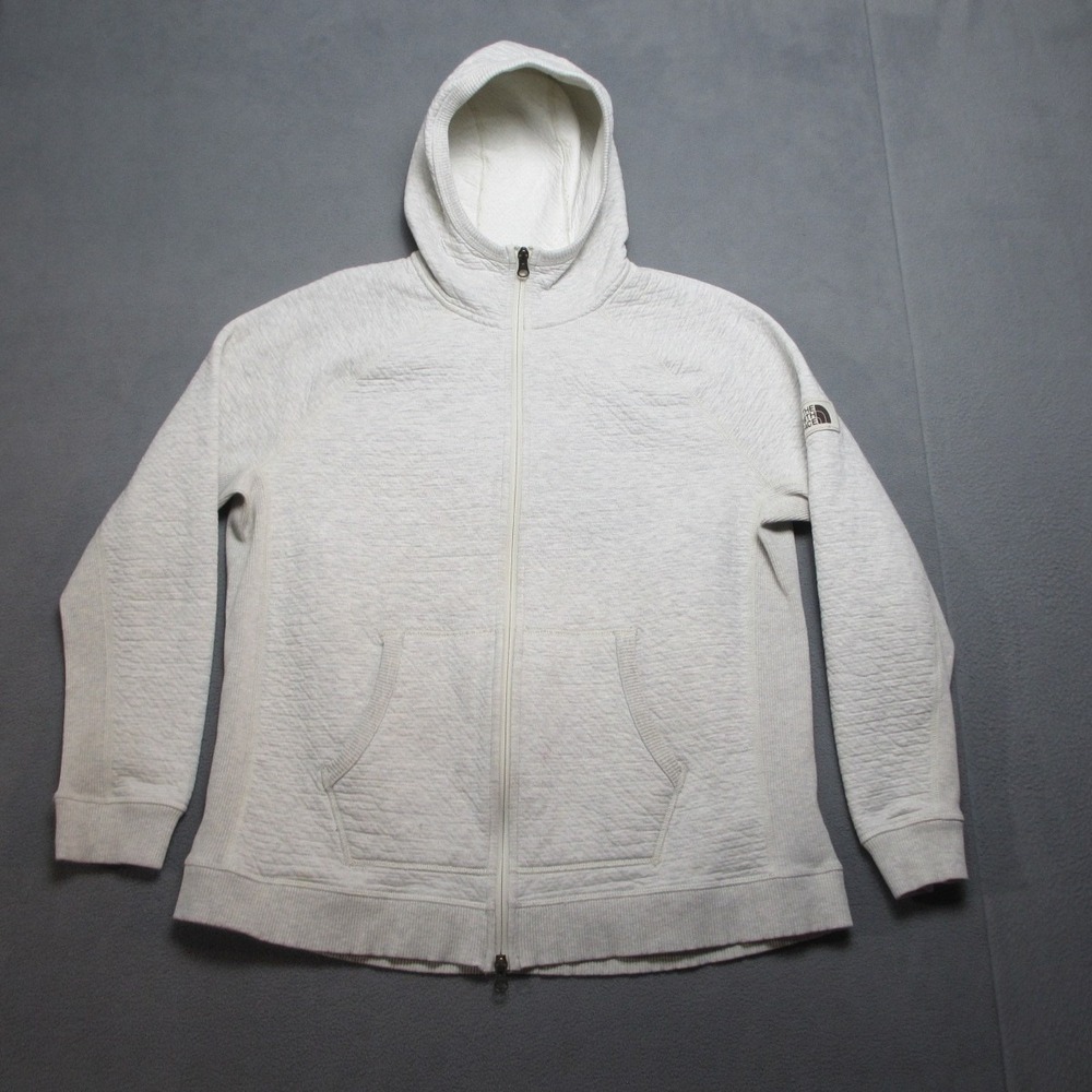 The North Face Jacket Womens XL Gray Fleece Hooded Regular Fit Winter Full Zip